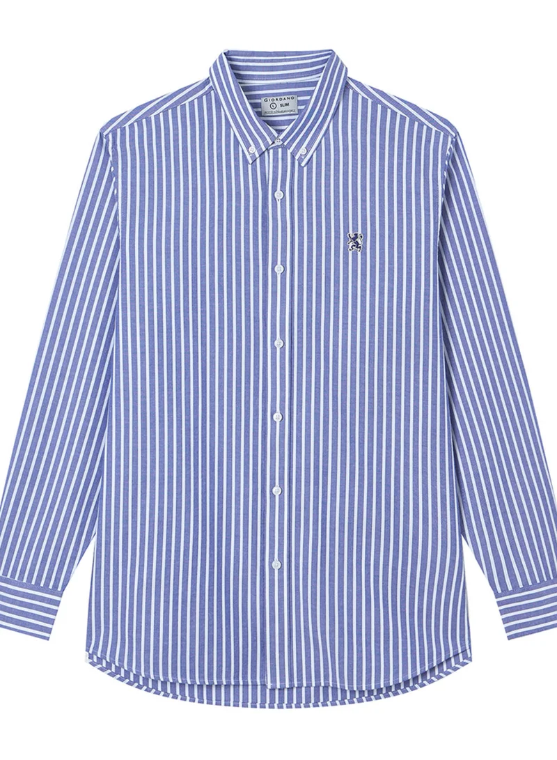 جيوردانو Men’s Cotton Slim Oxford Shirt with Embroidery